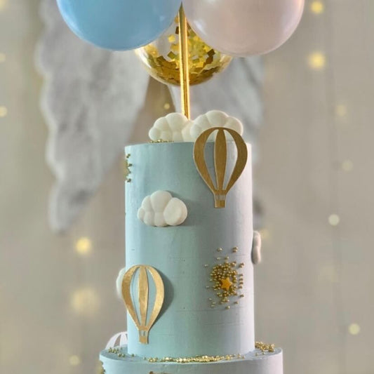 Gold Mirror Card Hot Air Balloon Cake Charm / Cupcake Toppers