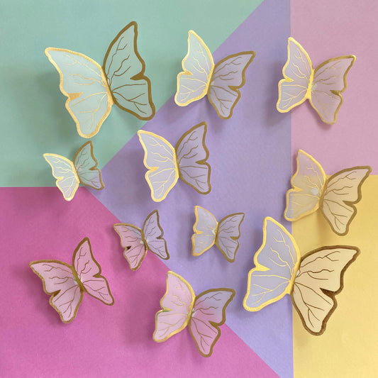 10 pack of Butterfly Cake Decorations - choice of purple, pink, white