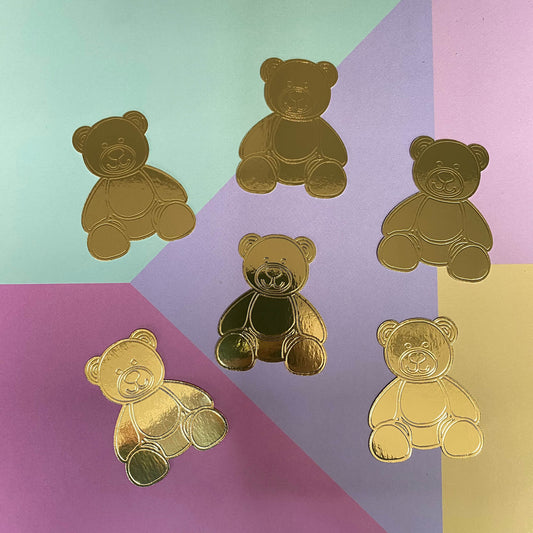 Teddy Bear Cake Charms in mirror card - embossed and silhouette