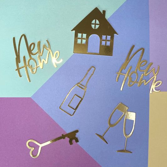 New Home Cupcake Topper Charms in Mirror Card - Bundle of 6