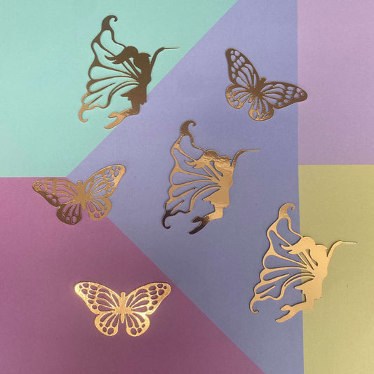 Beautiful Mirror Card Fairy and Butterfly Cake Charms - Cupcake Toppers